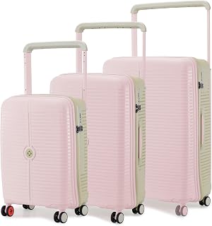 Nasher Miles Dubai TSA Lock Hard-Sided Polypropylene Wide Telescopic Handle 8 Wheels Double Spinner Luggage Set of 3 Pink ... Price In India