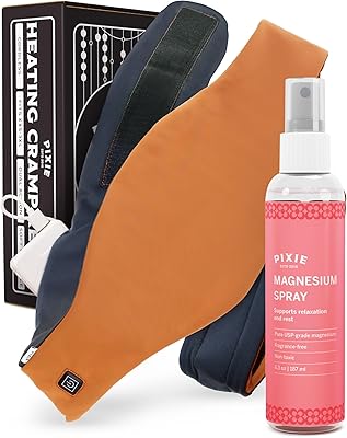 Pixie Heating Belt for Menstrual Cramps & Pure USP-Grade Magnesium Oil Spray for Feet & Body (6oz) - Large Heating Pad - Spa-Quality Muscle Support & Refreshment