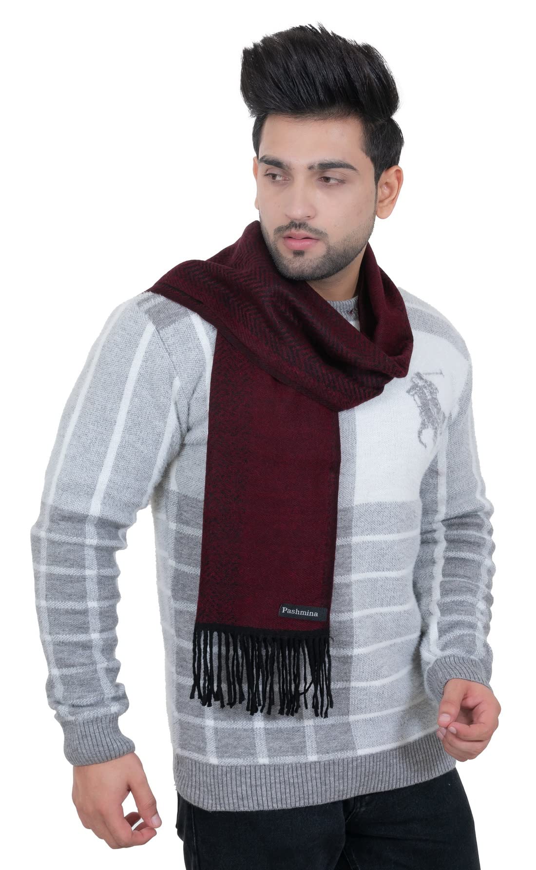 Bufanda AMOLDO de lana acrílica a cuadros stola casual unisex para invierno 7