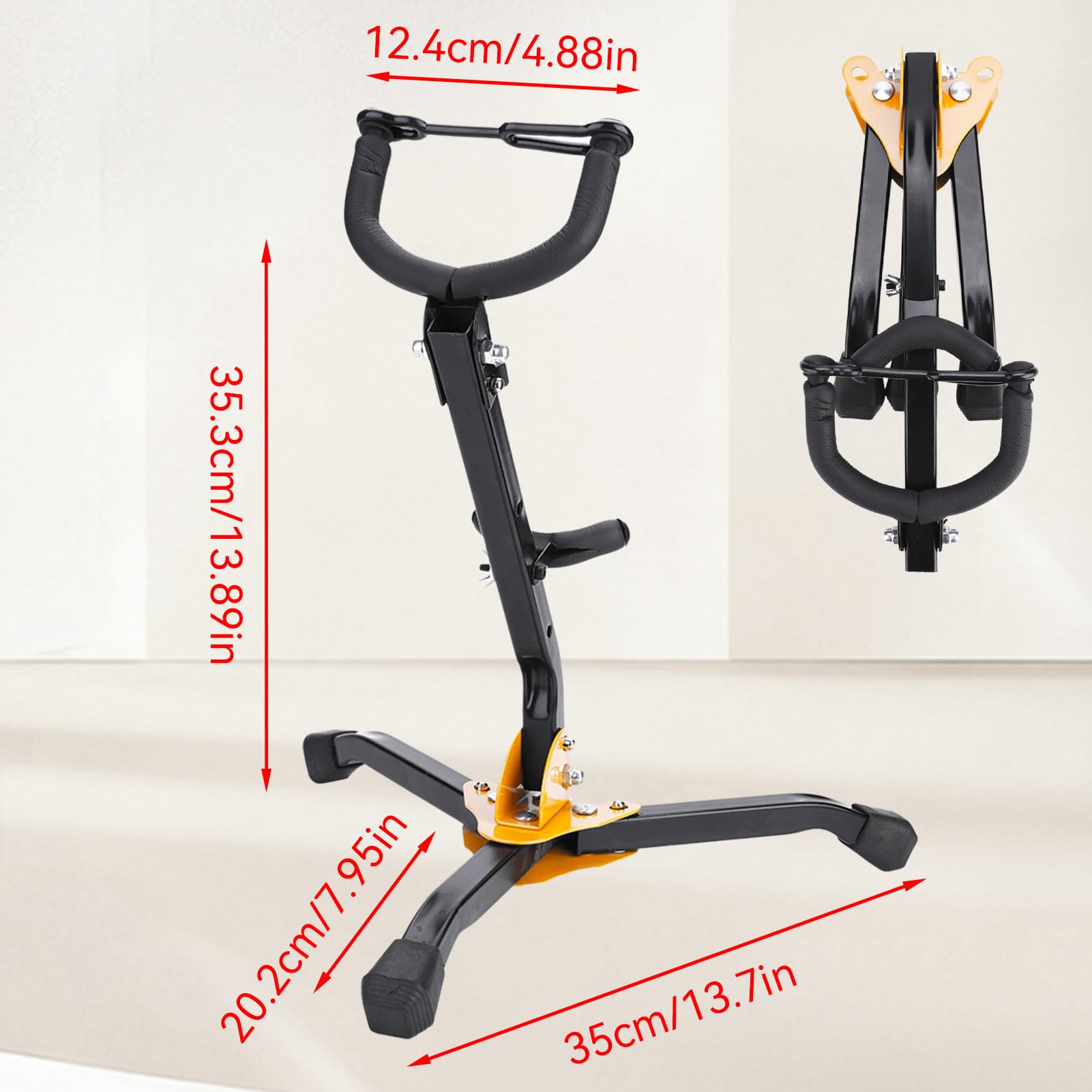 Support de saxophone, trépied pliable et réglable en métal support portable pour saxophone avec base triangulaire pour accessoires d'instruments de musique