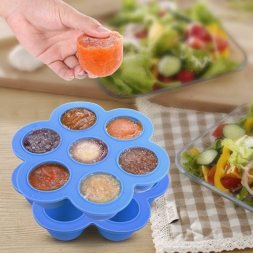 Miniatura 6 de Mini moldes de silicona para bocados de huevo para olla instantánea, paquete de 2 unidades, sin BPA, bandeja para congelador con tapa, contenedor de