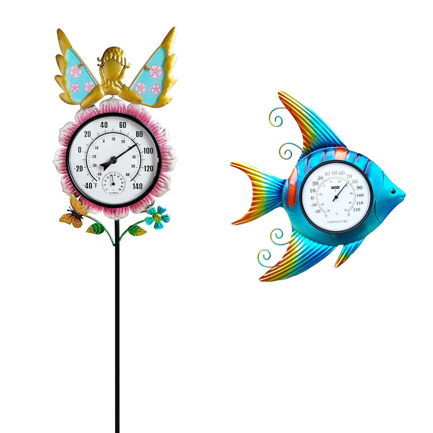 Outdoor Thermometer for Patio - Waterproof Garden Stake Thermometer with Decorative Design - Outside Temperature Gauge for Yard - Easy to Read, Durable & Weatherproof - Garden Decor