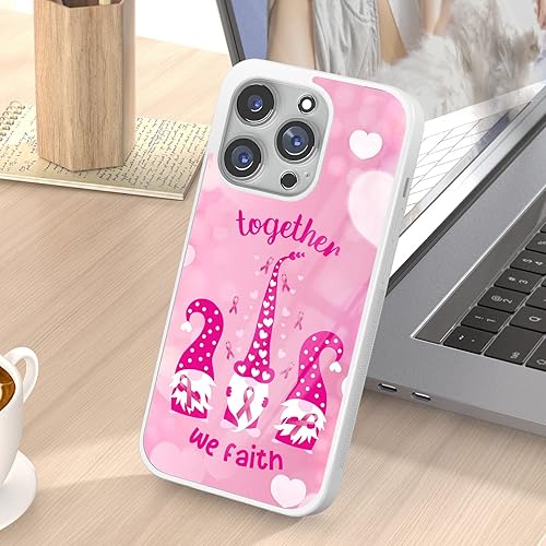 Miniatura 6 de Fundas de teléfono para concientización sobre el cáncer de mama, regalos para sobrevivientes para mujeres, funda de gnomo rosa aplicable con iPhone