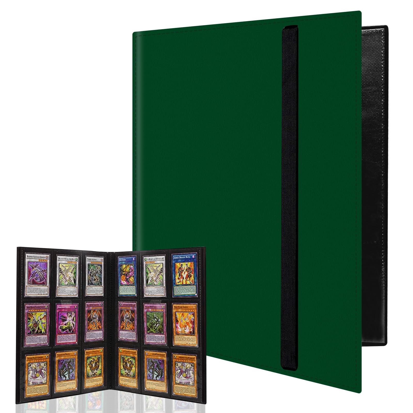 WAIZHIUA 9 Pocket Card Binder - 216 Pockets Trading Cards Binder with Elastic Strap, PU Leather Card Album Folder for Pokemon Yu-Gi-Oh Sports Cards