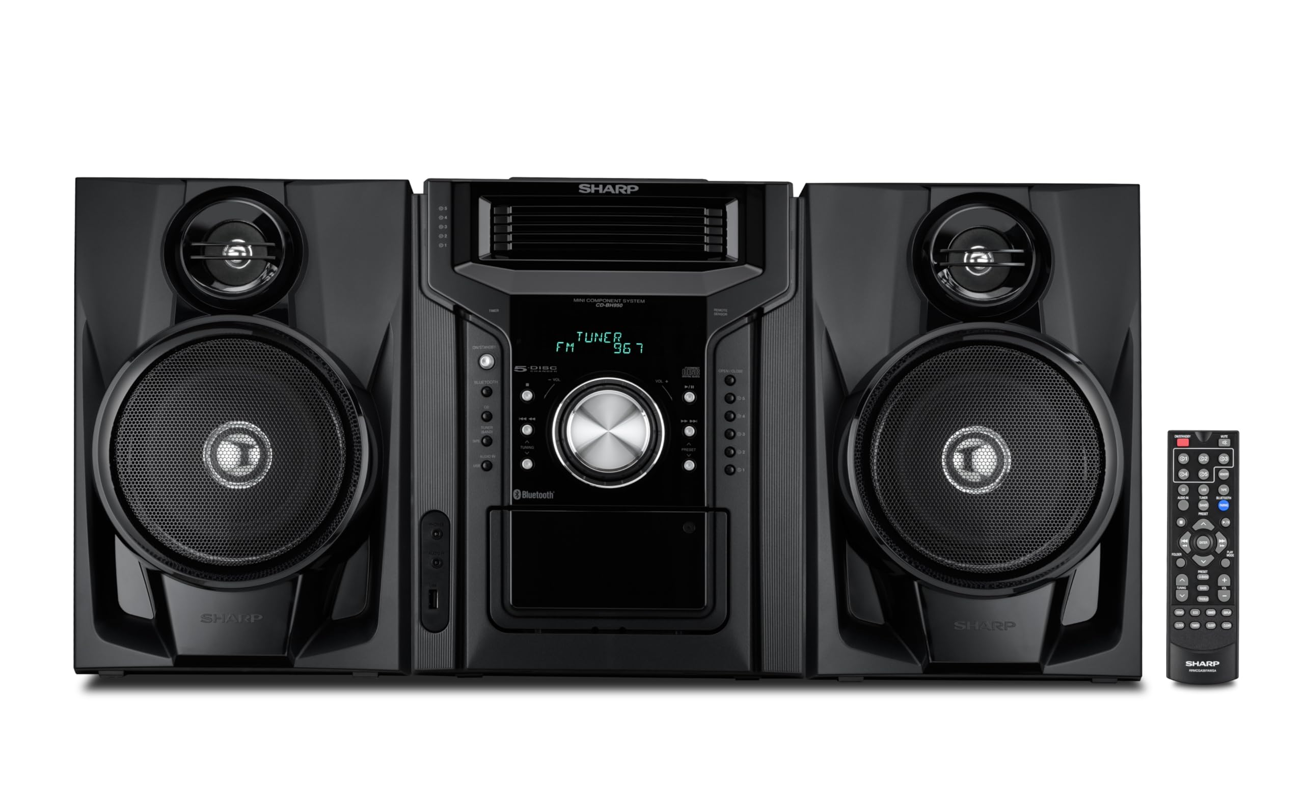 Sharp CD-BH950 Sharp 240W 5-Disc Mini Shelf Speaker System with Cassette and Bluetooth