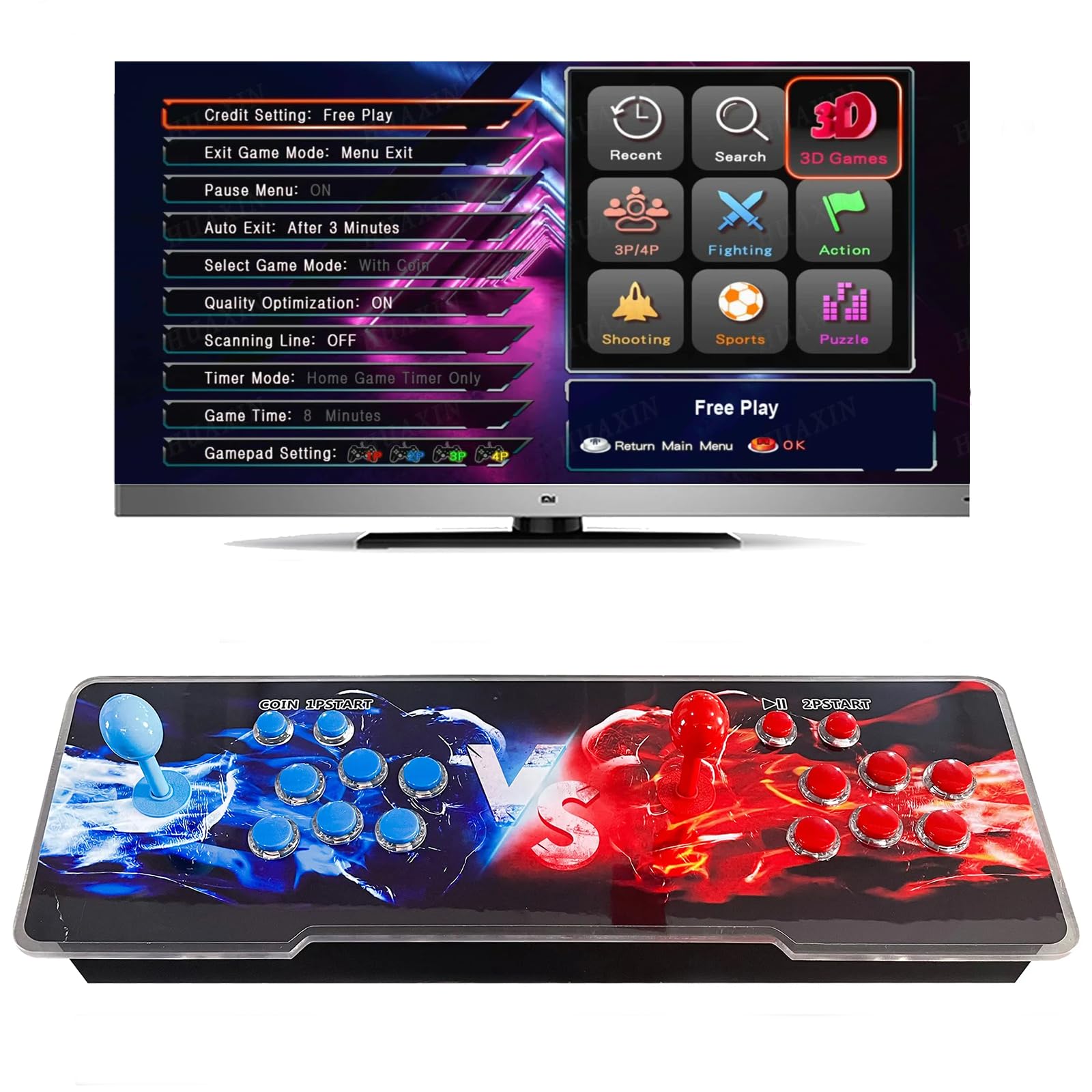 Console de jeu d'arcade rétro 26800 en 1 pour PC, projecteur et TV, 2 à 4 joueurs, 1280 x 720, boîte de jeux 3D, recherche/cache/enregistrement/chargement/pause, liste des favoris (DX 9800) (26800)
