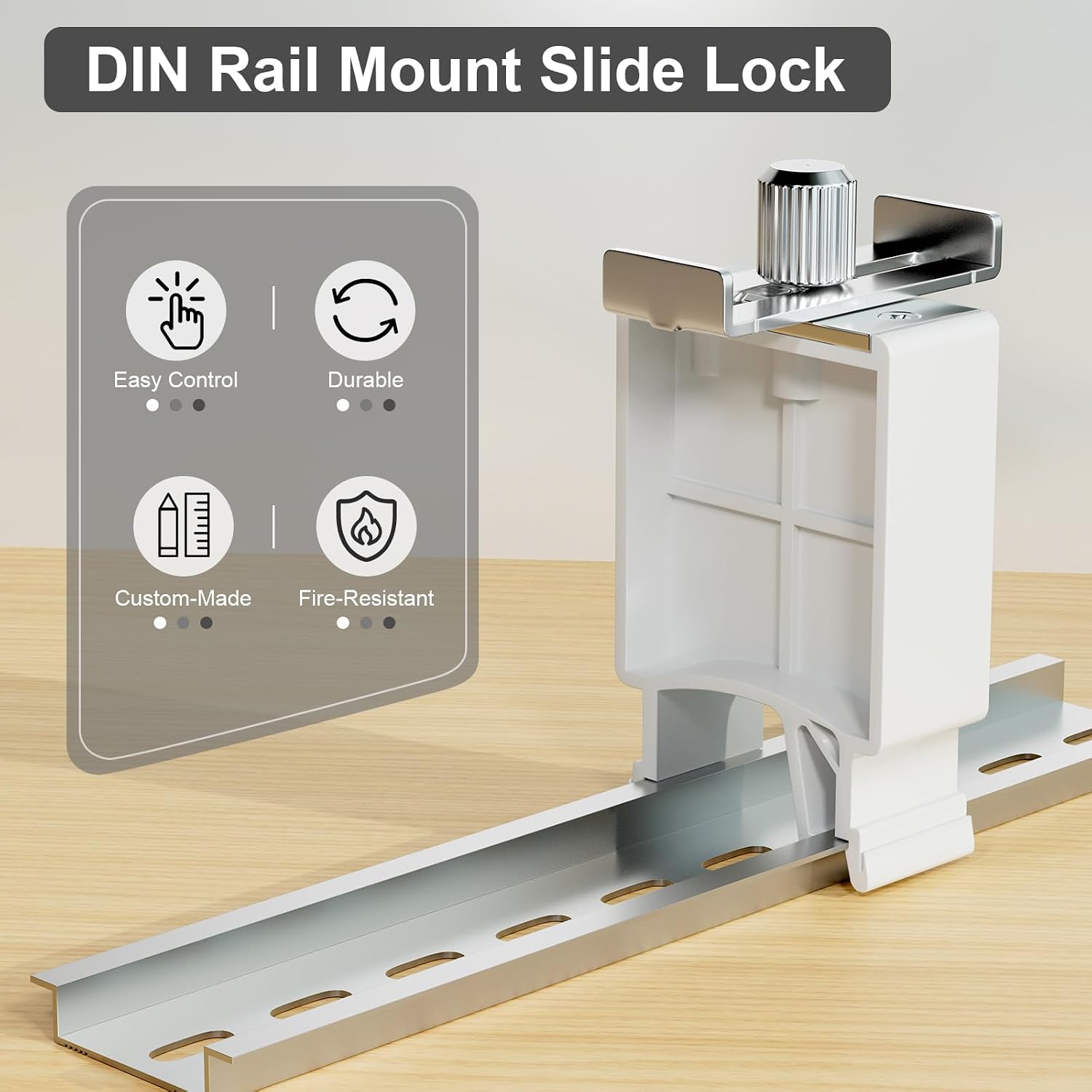 Breaker Manual Locking Device, DIN Rail Mount Slide Lock for Circuit Breakers, Dual Power Single-Side Lock, Breaker Accessories for Industrial and Home Use