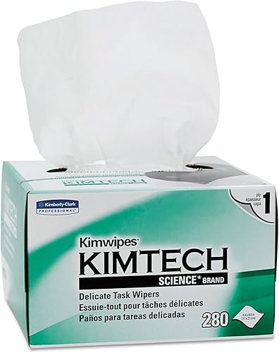 Kimtech 34120 KIMWIPES Limpiaparabrisas delicados, 1 capa, 4 25 x 8 25, 280caja, 30 cajascartón