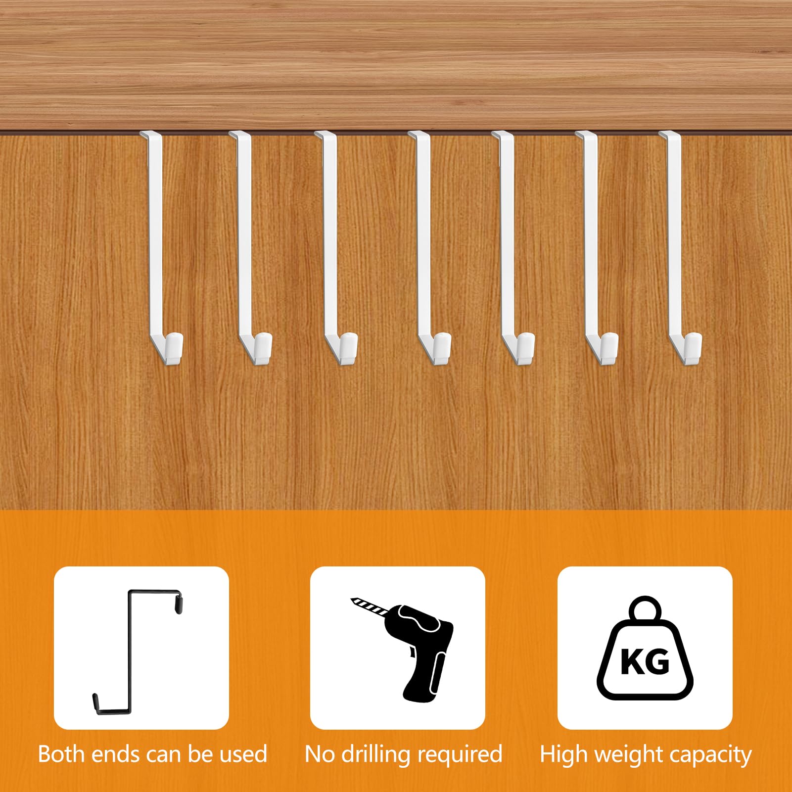 Pinrolla 10 PCS Over Door Hook Kit 15cm Length Over The Door Hanger White Door Hangers for Clothes Coat Hooks for Back of Door Hanging Tools for Bedroom Bathroom Kitchen Dormitory - Image 4