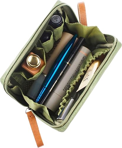 Miniatura 3 de Kososuru Pequeña bolsa de maquillaje para monedero, portátil, impermeable, bolsa de cosméticos de viaje, bolsa de maquillaje para mujeres, Verde,