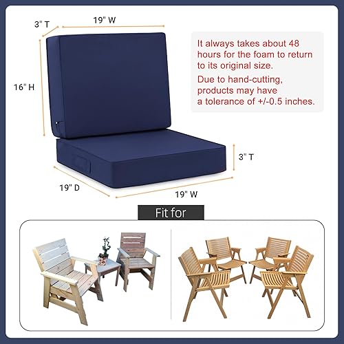 Vista 68 de Favoyard Juego de cojines de asiento profundo para patio, 24 x 24 pulgadas, impermeables, para muebles de patio, con funda extraíble y resistente a