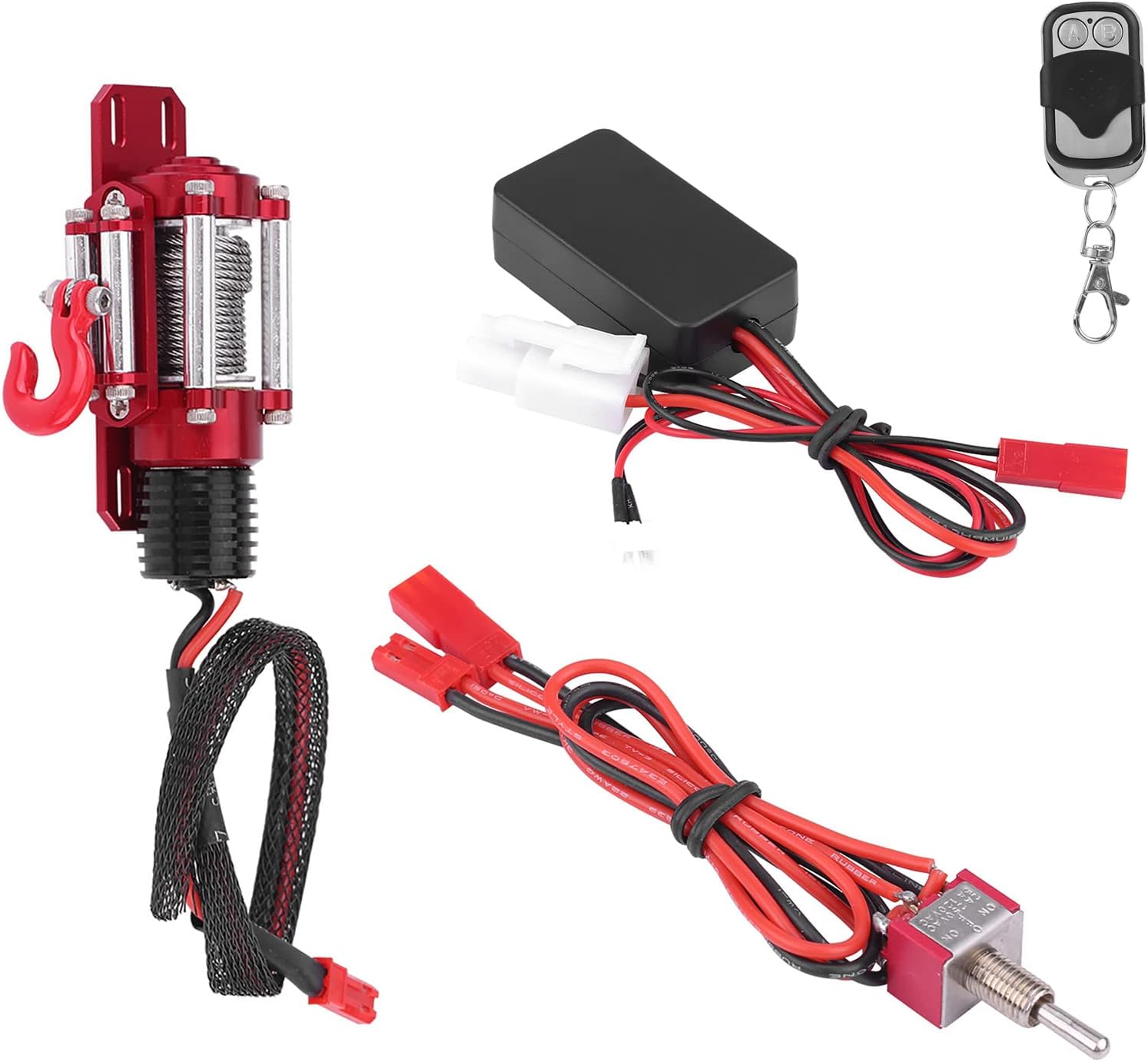 Remote Control Car Winch, Metal RC Vehicle Crawler Accessory with Remote Controller, Suitable for, Axial, SCX10, D90, HPI 1/10 RC Crawler Car