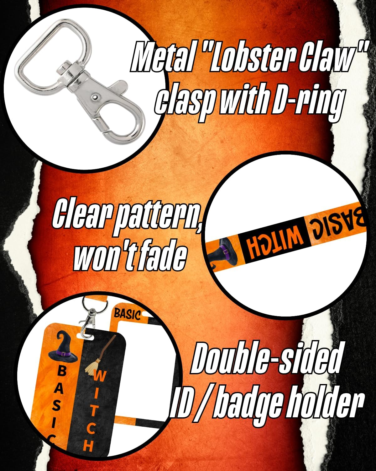 Basic Witch! Inappropriate Halloween Lanyards and Badge ID Holders - 10 Pack