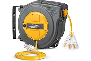 SURAIELEC 50 FT Retractable Extension Cord Reel: The Ultimate Powerhouse for Your Workspace