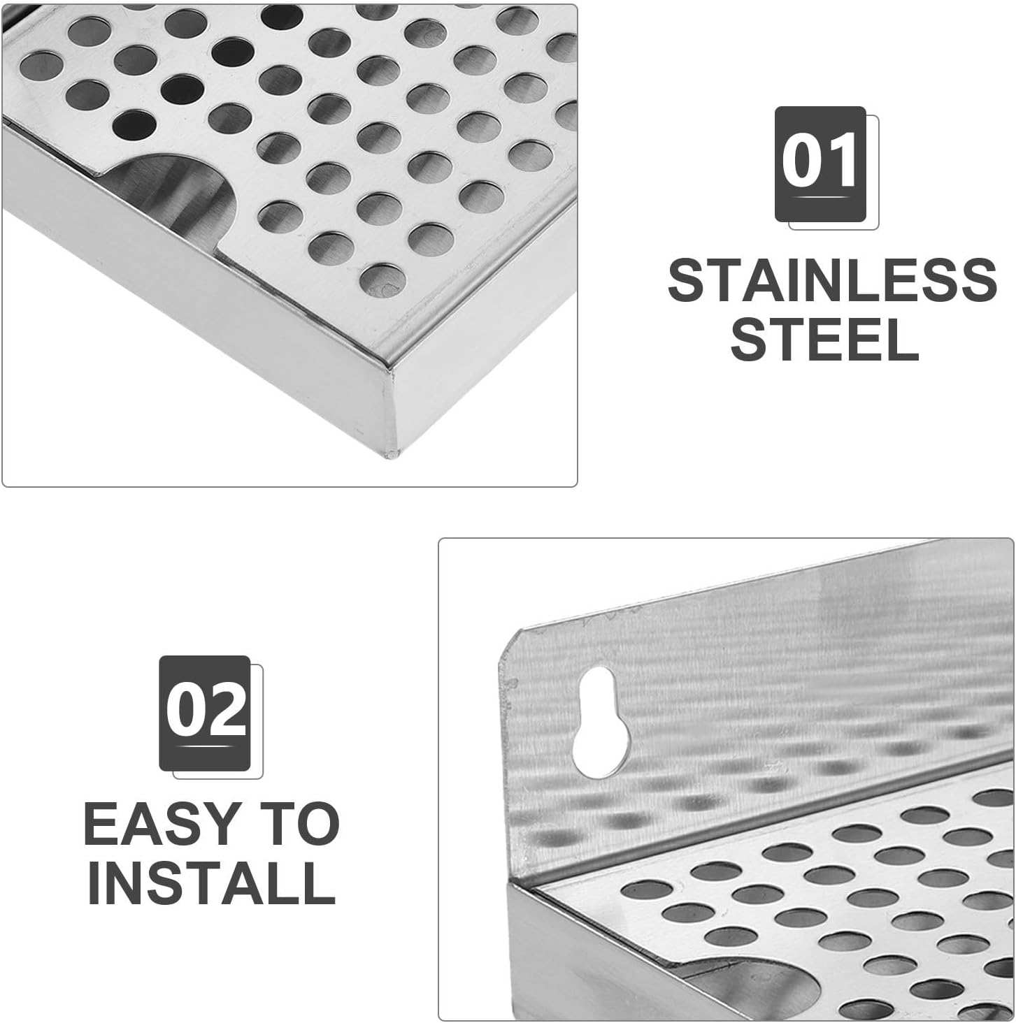 Beer Drip Tray Draft Beer Dispenser Tray Wall Mounted Stainless Steel with Removable Design for Easy Cleaning Modern Aesthetic Universal Compatibility for Homebrew and Kegerators