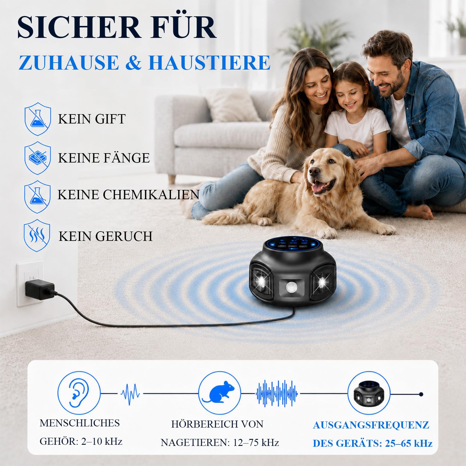 osmo-s repelmax mäuseabwehr, TriWave Defense Ultraschallgerät 300 m²