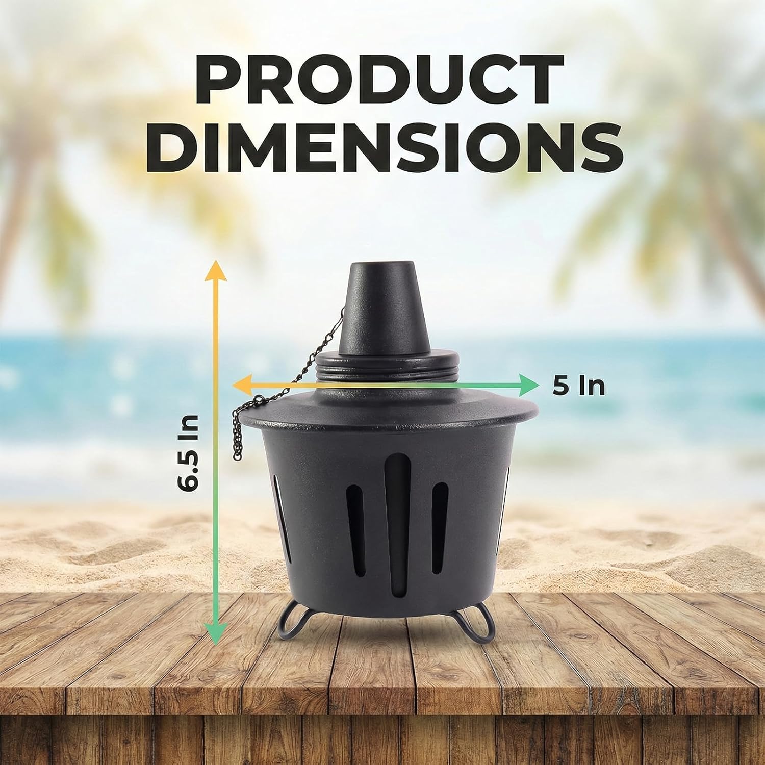 Mini Citronella Table Top Torches - 6 Pack , 15 oz Citronella Torch for Outdoor, Metal Tabletop Torches, for Yard, Patio, Deck, Garden, Party Citronella Torch