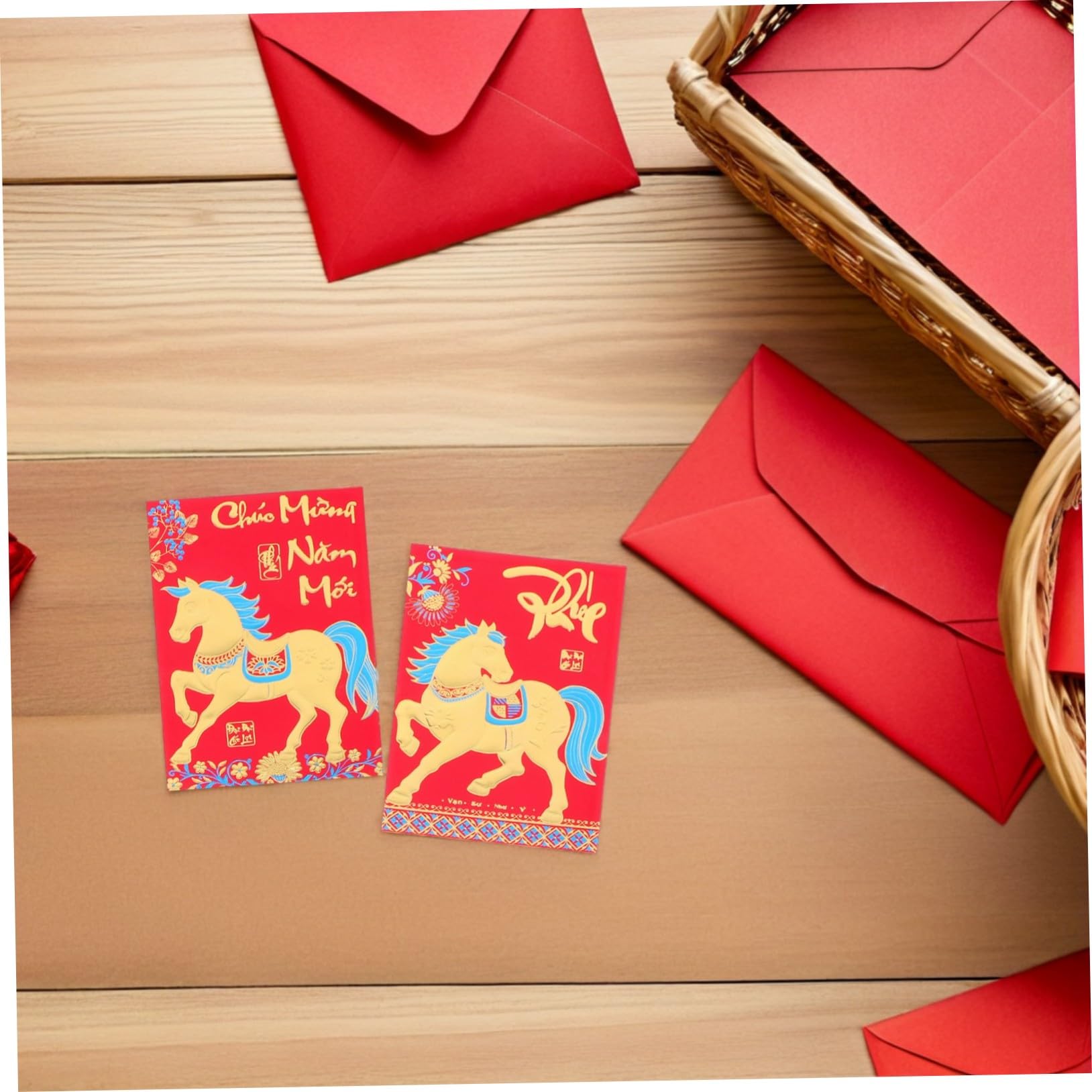 DOITOOL 360piezas Sobres Rojos Año del Caballo Sobres Rojos Chinos Hong Bao para Celebraciones Vietnamitas y Ocasiones Festivas