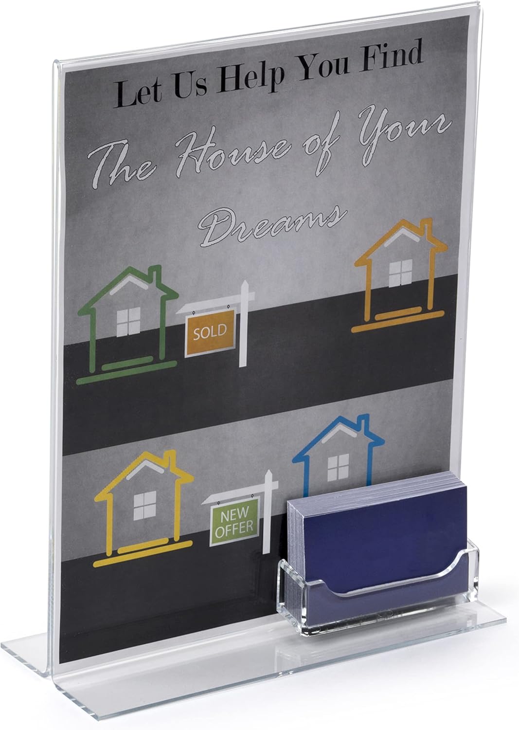 Set of 12, 8-1/2" x 11" Clear Acrylic Sign Frames with Business Card Holder Pocket For Countertop Use, Double-sided Tabletop Display