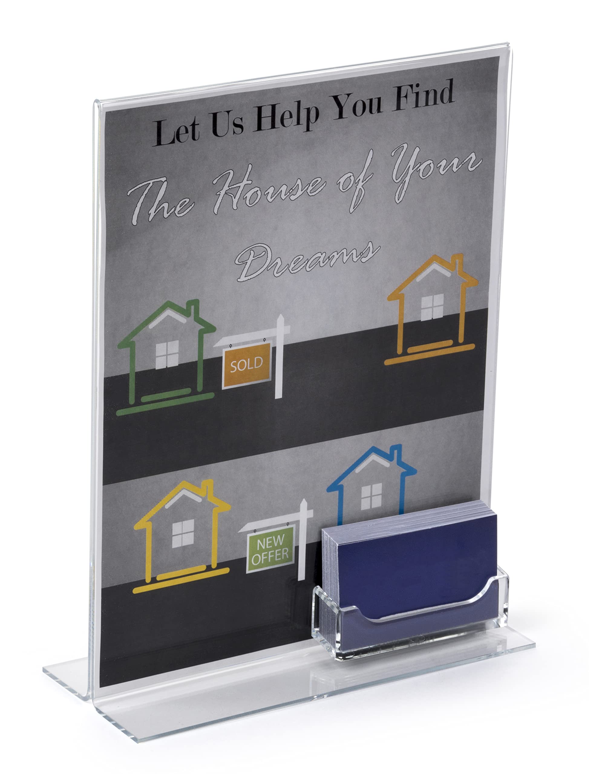 Amazon.com : Set of 12, 8-1/2" x 11" Clear Acrylic Sign Frames with Business  Card Holder Pocket for Countertop Use, Double-Sided Tabletop Display :  Office Products