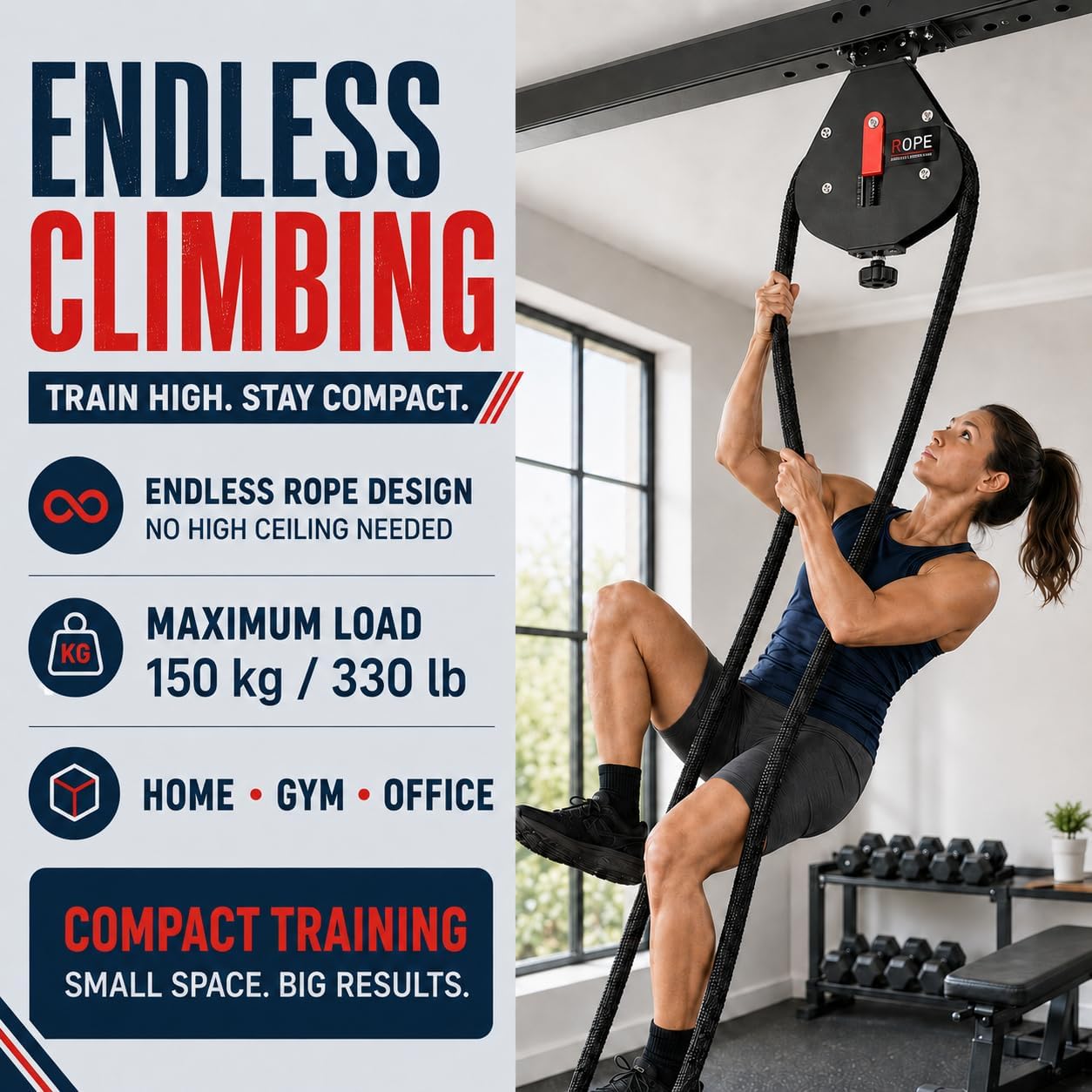 Endless Rope Trainer Adjustable Resistance for Home Gym Strength Training | 13.12FT Closed Loop Rope, Cardio Workout, Portable Design, Smooth Resistance, Full Body Exercise, Functional Training