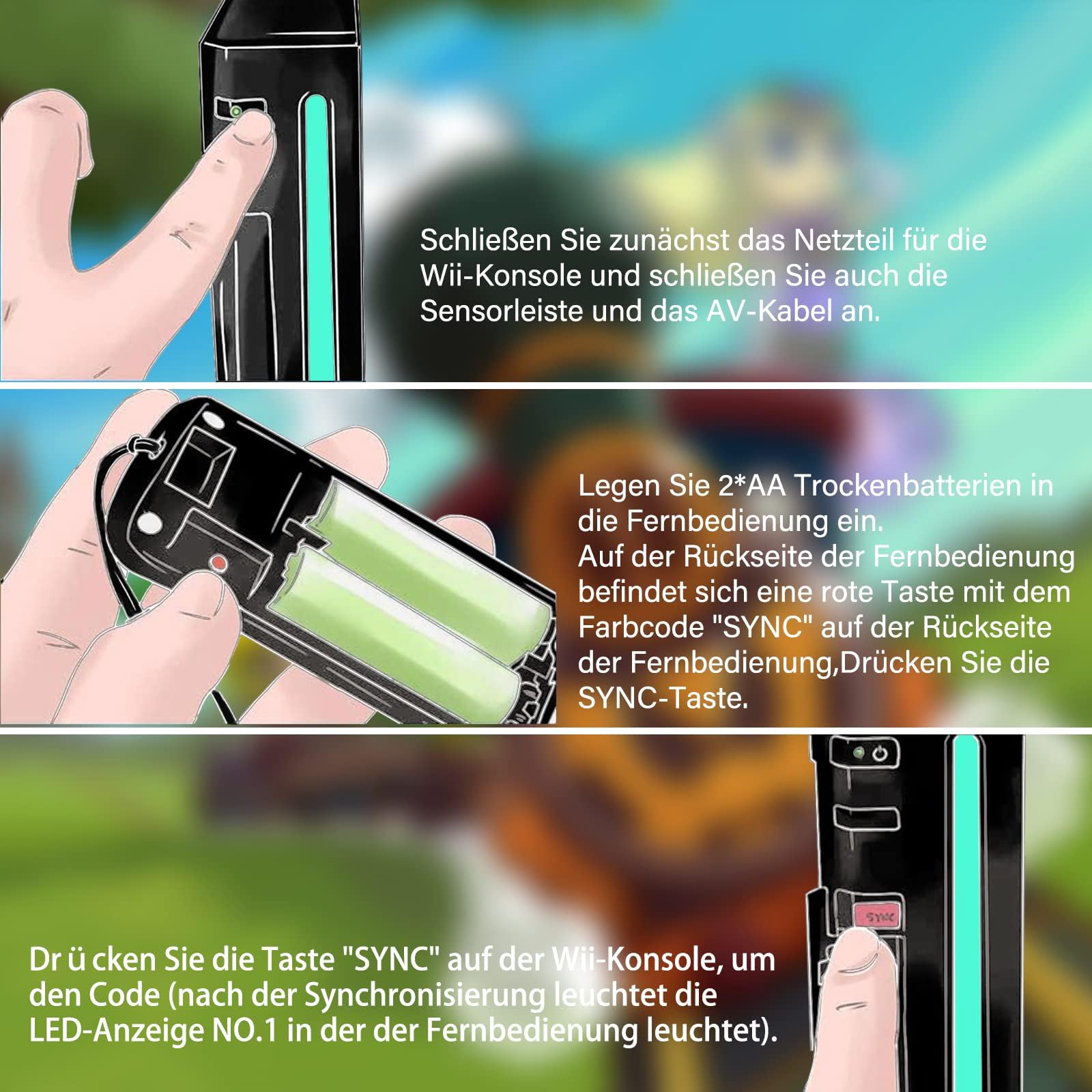 AUFGLO Retro Wii Controller 2 Pack Wii u Remote mit Silikongehäuse und Handgelenksgurt (schwarz+weiß)