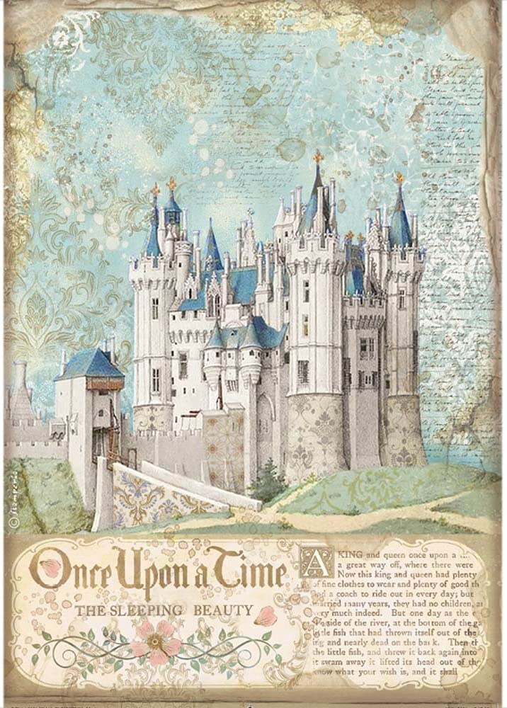 Stamperia International Rice Paper-Sleeping Beauty Castle, Various, A4