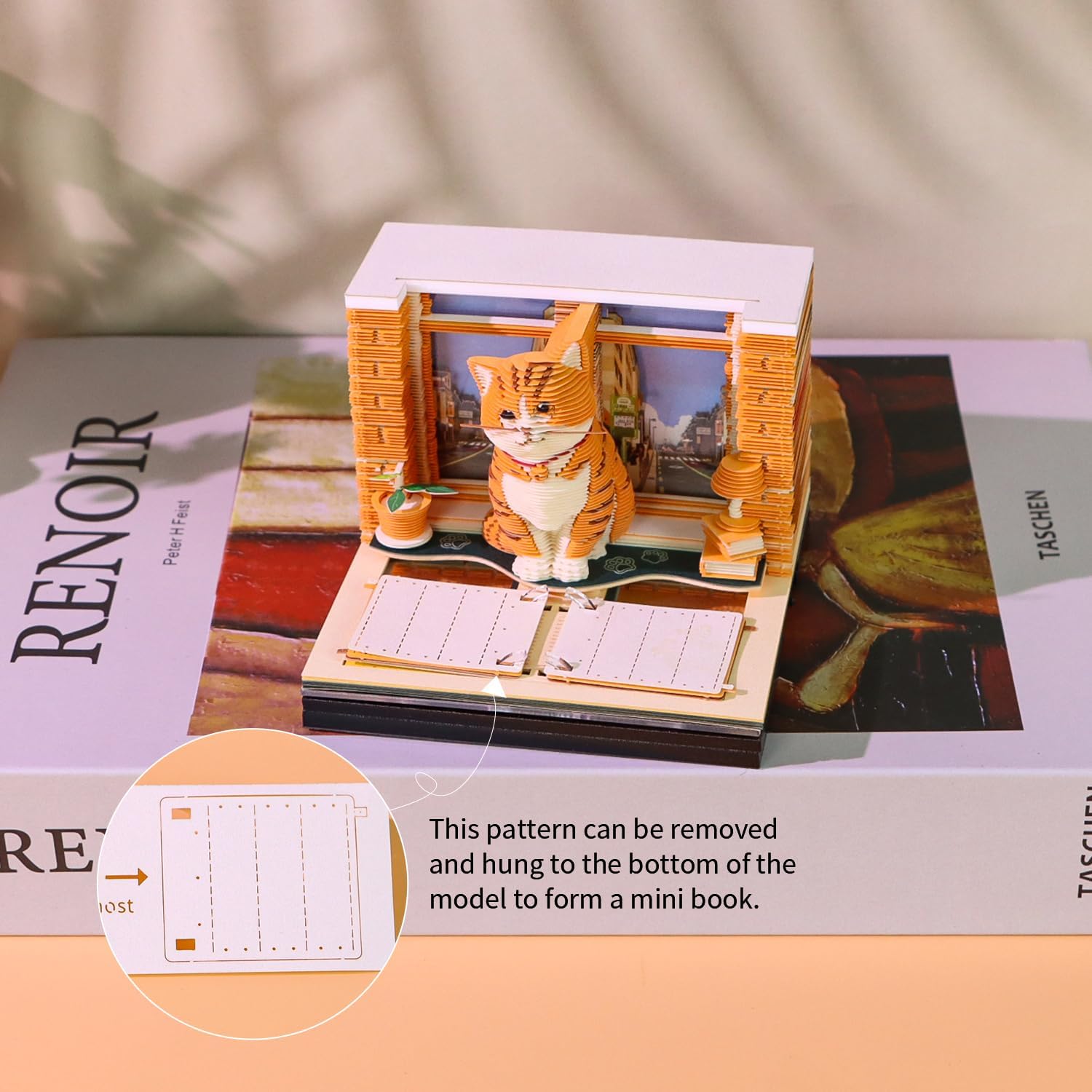 3D Memo Pad, 3D Calendar 2026, Time Piece Calendar, Tear-Off Calendars 2026, 3D Paper Carving Art Memo Pad, Art Carving Sticky Notes for Office Home Gifts Ornaments (Orange Cat)