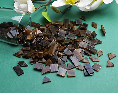 Miniatura 5 de Lanyani Azulejos de mosaico de vidrio para manualidades artísticas, 4 formas mixtas de vidrieras Tiffany, 200 piezas,