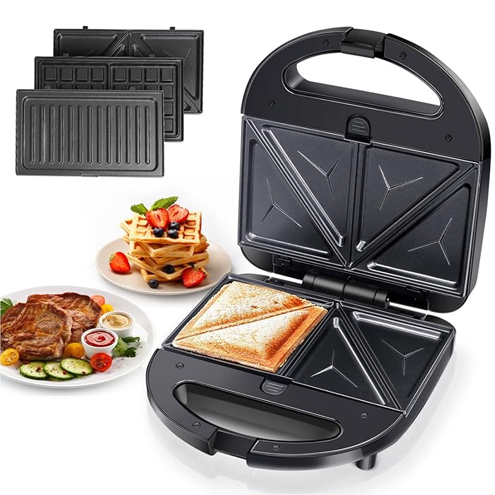 Buy Aigostar Waffle Maker 3 in 1, Deep Fill Interchangeable NonStick