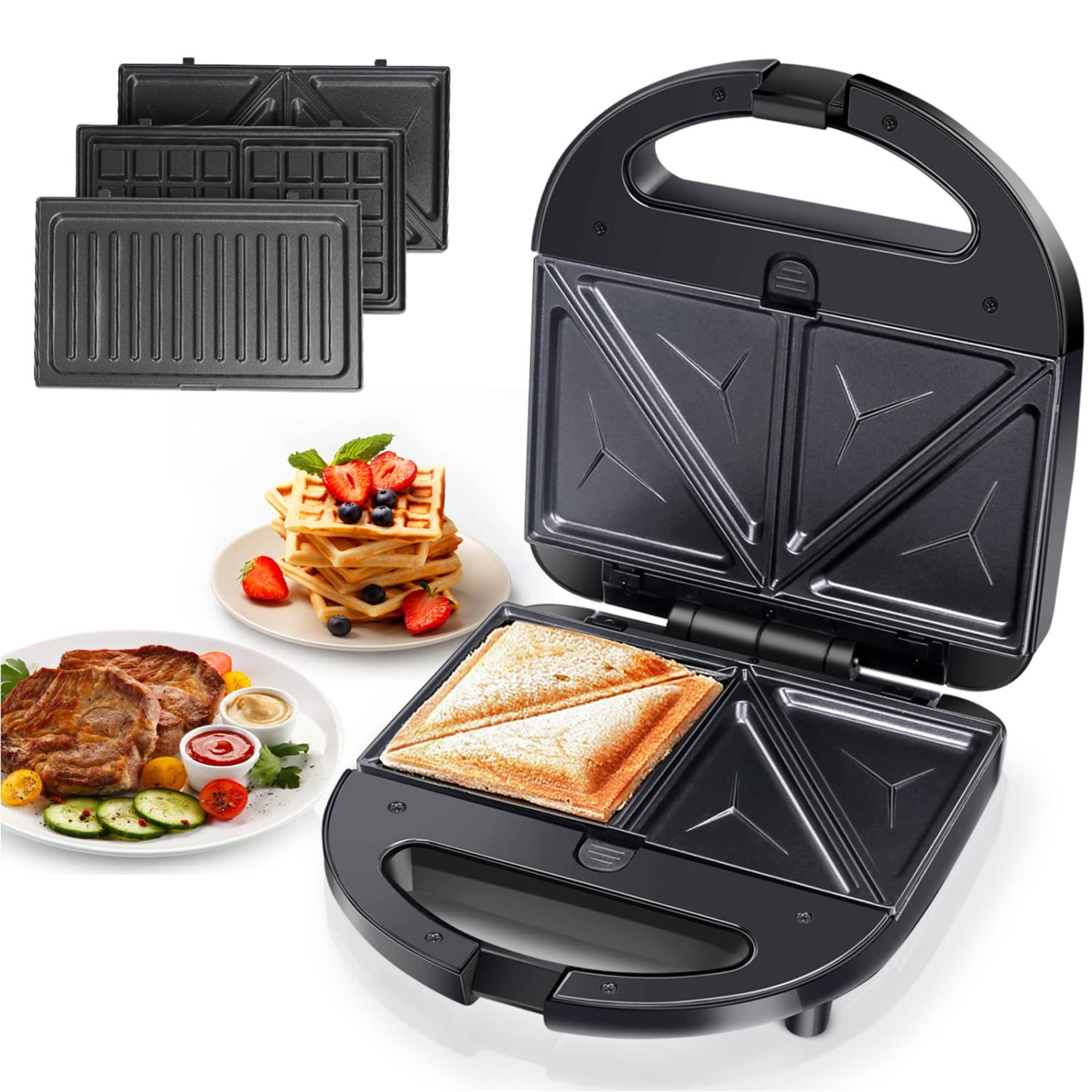 Buy Aigostar Waffle Maker 3 in 1, Deep Fill Interchangeable NonStick