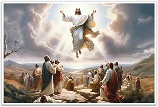 Ascension of Jesus canvas wall art christian prayer motivational wall decor poster print christian catholic jesus god savior inspirational religious belief bible art modern religious painting poster