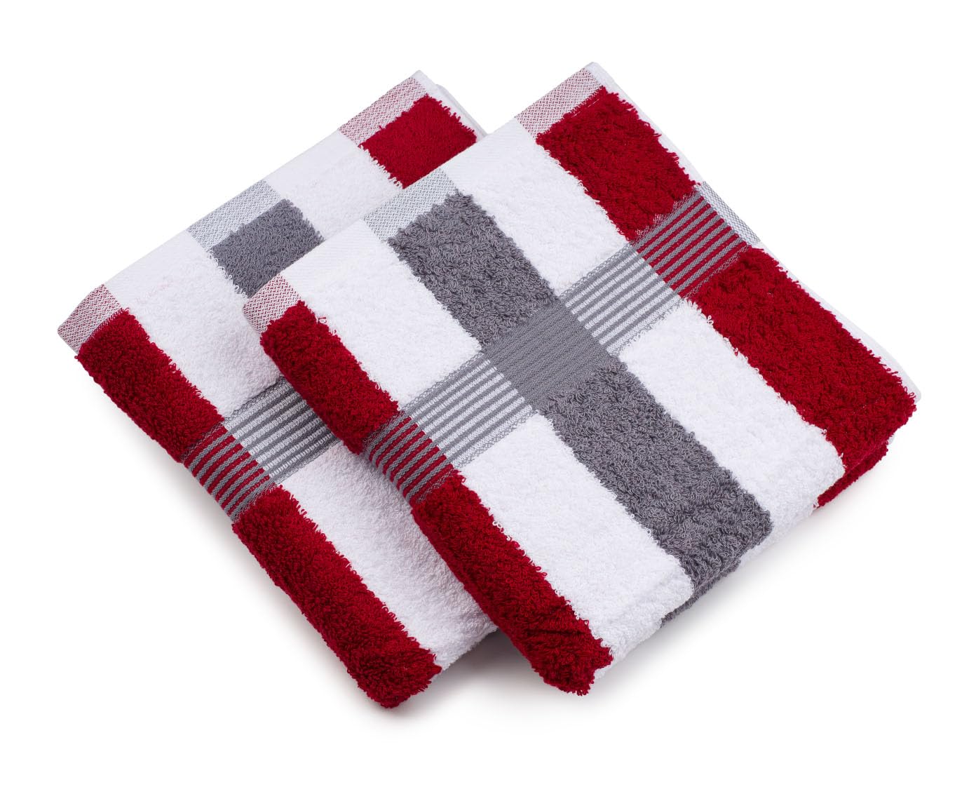 Gözze Handtuch, 2er Set, 50/100 cm, New York Streifen, Farbe bordeaux/weiß/anthrazit