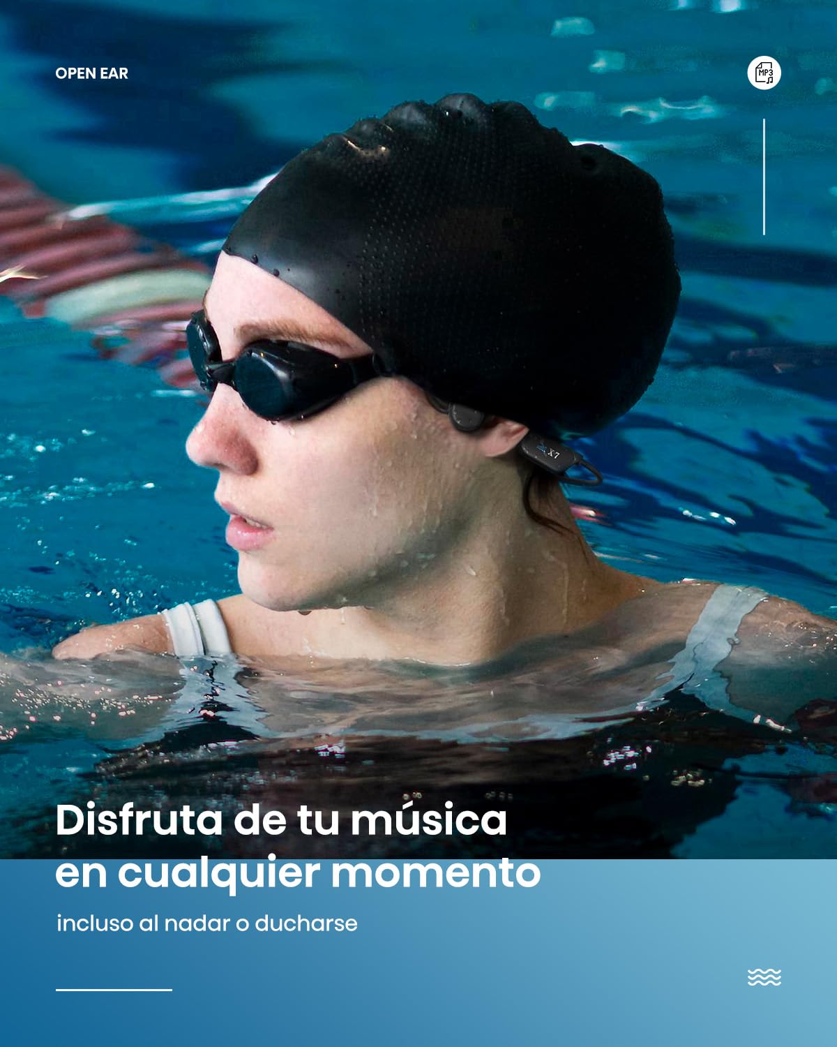 Cuffie acquatiche per nuoto, cuffie a conduzione ossea Bluetooth 6.0, auricolari aperti con lettore MP3 integrato, memoria da 32 GB, cuffie wireless sportive per corsa