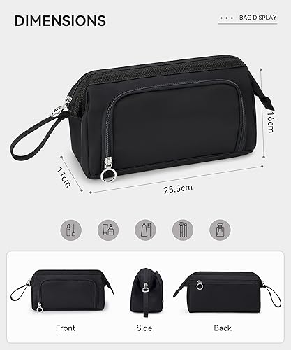 Miniatura 3 de WLLWOO WLLWOO Bolsa grande de maquillaje de viaje impermeable, bolsa de cosméticos de doble capa para mujer, organizador de maquillaje de gran