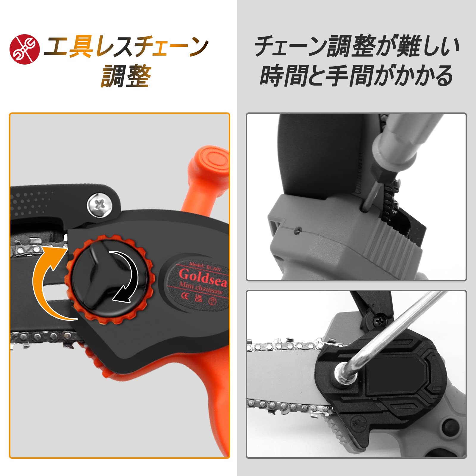 Amazon | Goldsea チェーンソー 充電式 小型 6インチ 電動 ミニ 有効