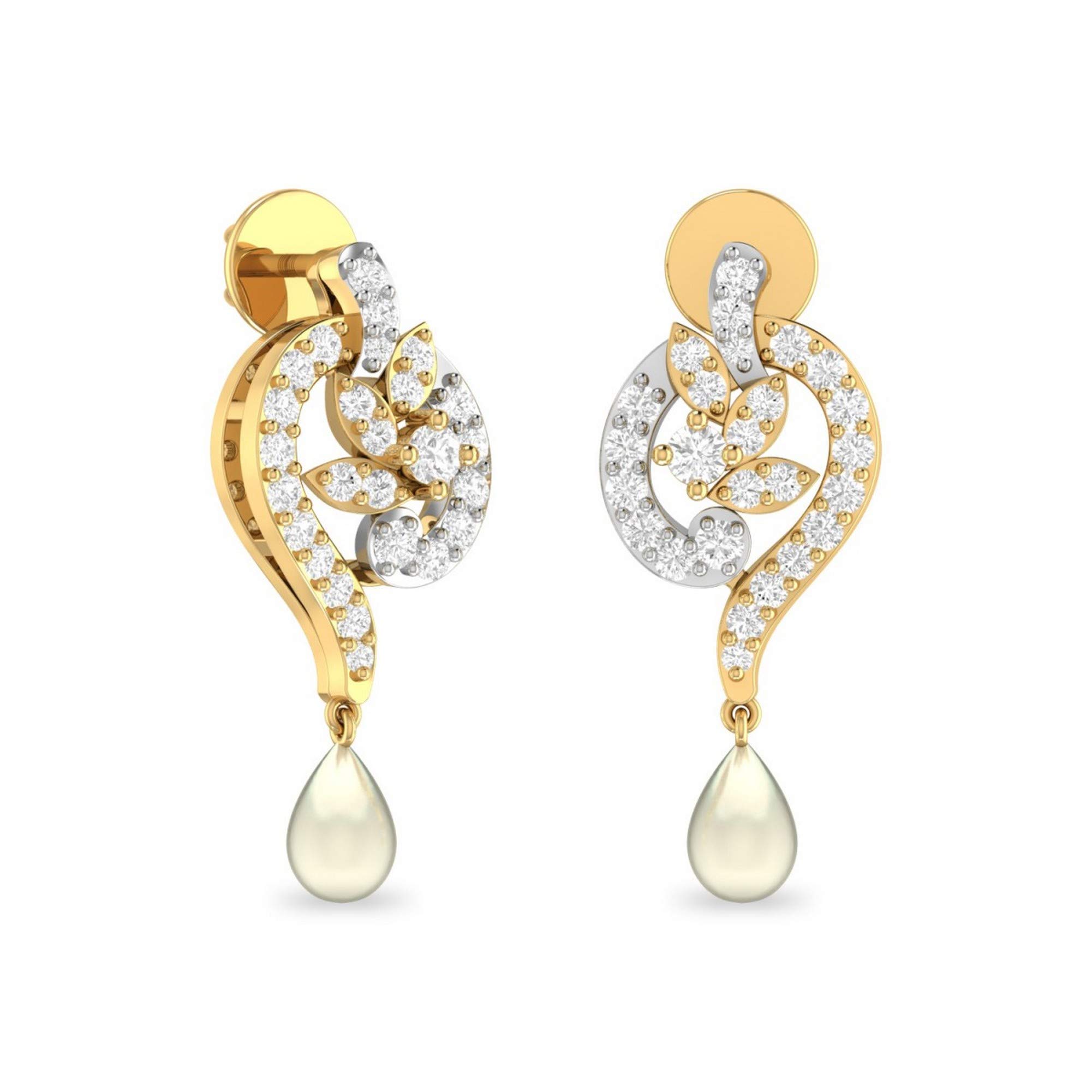 pc jeweller Yellow Gold and Solitaire Stud Earrings for Women-picture-1