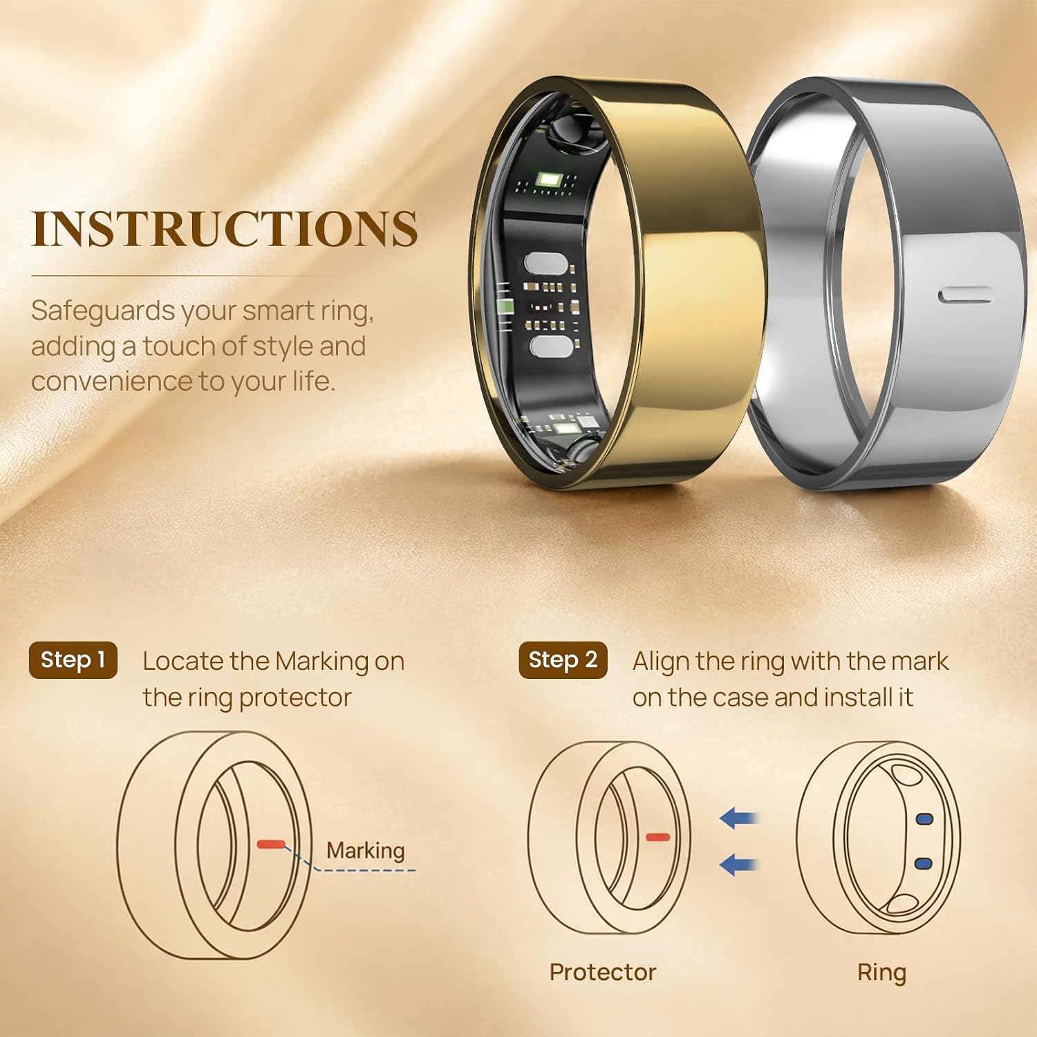 3 Pack Ring Cover Compatible with RingConn Gen 3, Ultra Thin Anti-Scratch TPU Ring Protector for RingConn Gen 3 Working Out Accessories Men Women (Royal Gold+Future Silver+Rose Gold, 9)