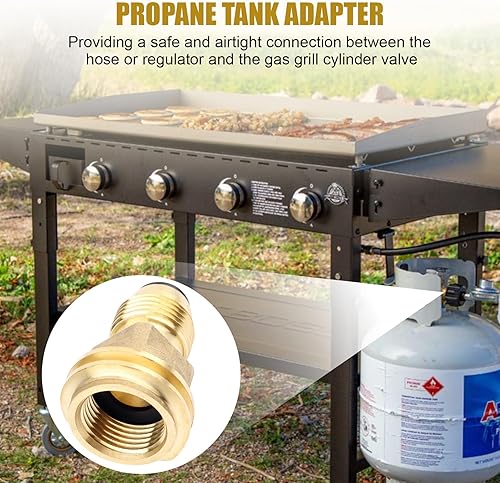 Miniatura 6 de Adaptador de propano POL a QCC1, adaptador de tanque de propano de latón que convierte la válvula de servicio de tanque POL LP a manguera o