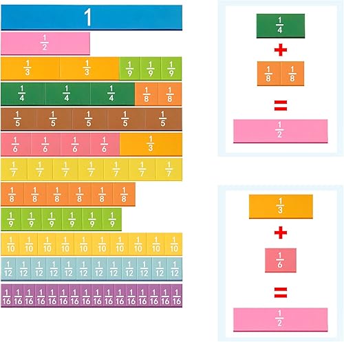Miniatura 3 de 134 piezas de azulejos de fracción magnética y círculos de fracciones, juegos educativos de aprendizaje manipulativo de matemáticas para escuela