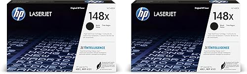 HP Cartucho de tóner original LaserJet negro 148X | Este cartucho funciona LaserJet Pro 4001, MFP 4101 | W1480X, (paquete de 2)