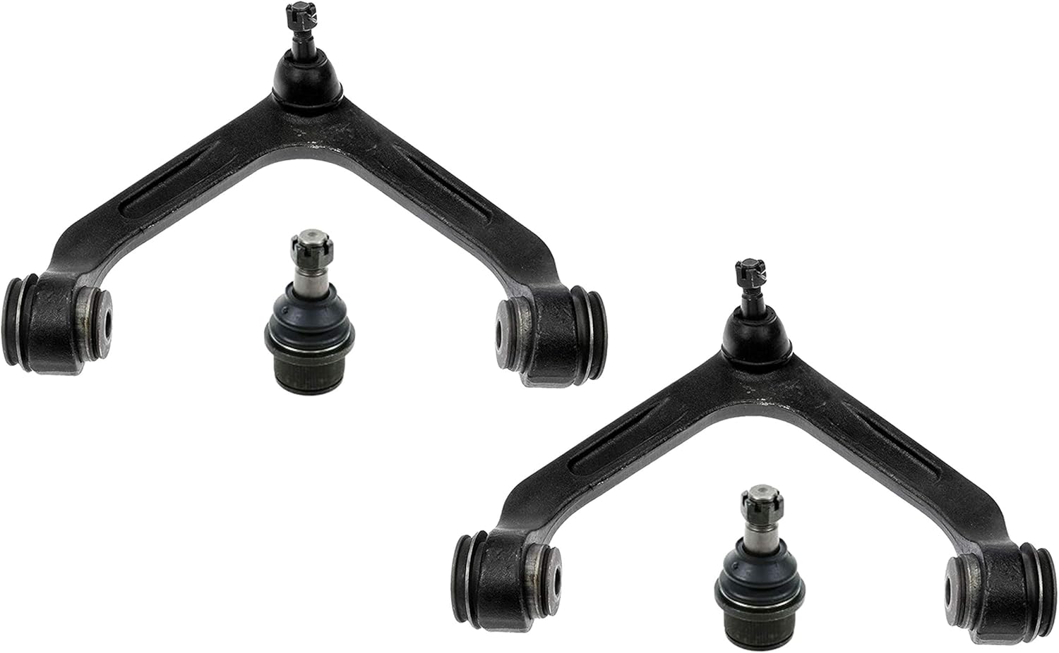PartsW - Front Suspension 2 Upper Control Arm with Ball Joints Pre-Assembled + 2 Lower Ball Joints Set Compatible with 2WD Models Only