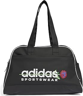 شنطة كتف بتصميم وعاء زهور اسينشالز للجيم والتدريب للنساء من اديداس، لون أسود وأبيض