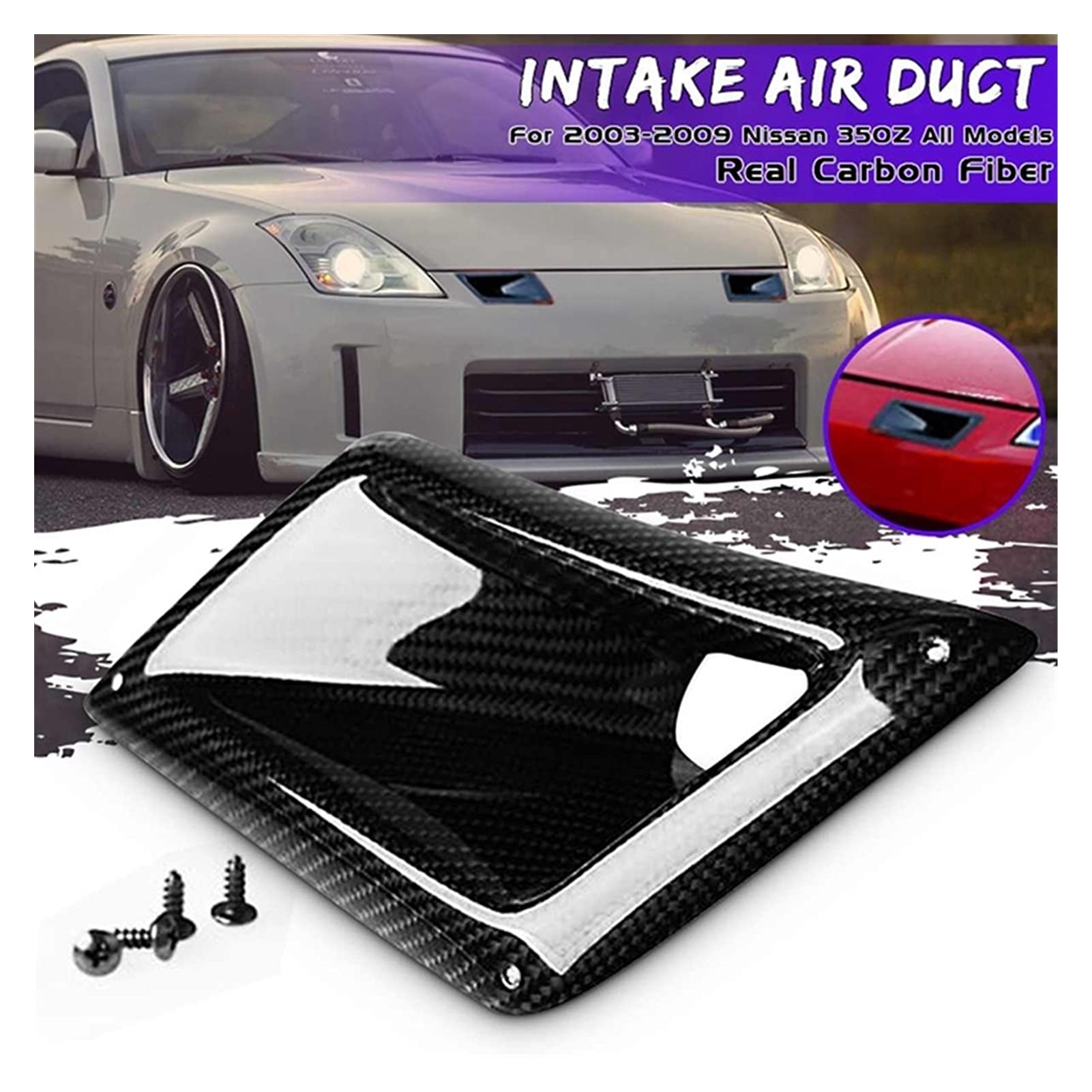 KIMISS Carbon Fiber Bumper Air Vent For Nissan 350Z 2003-2009 – Left Side Duct Cover