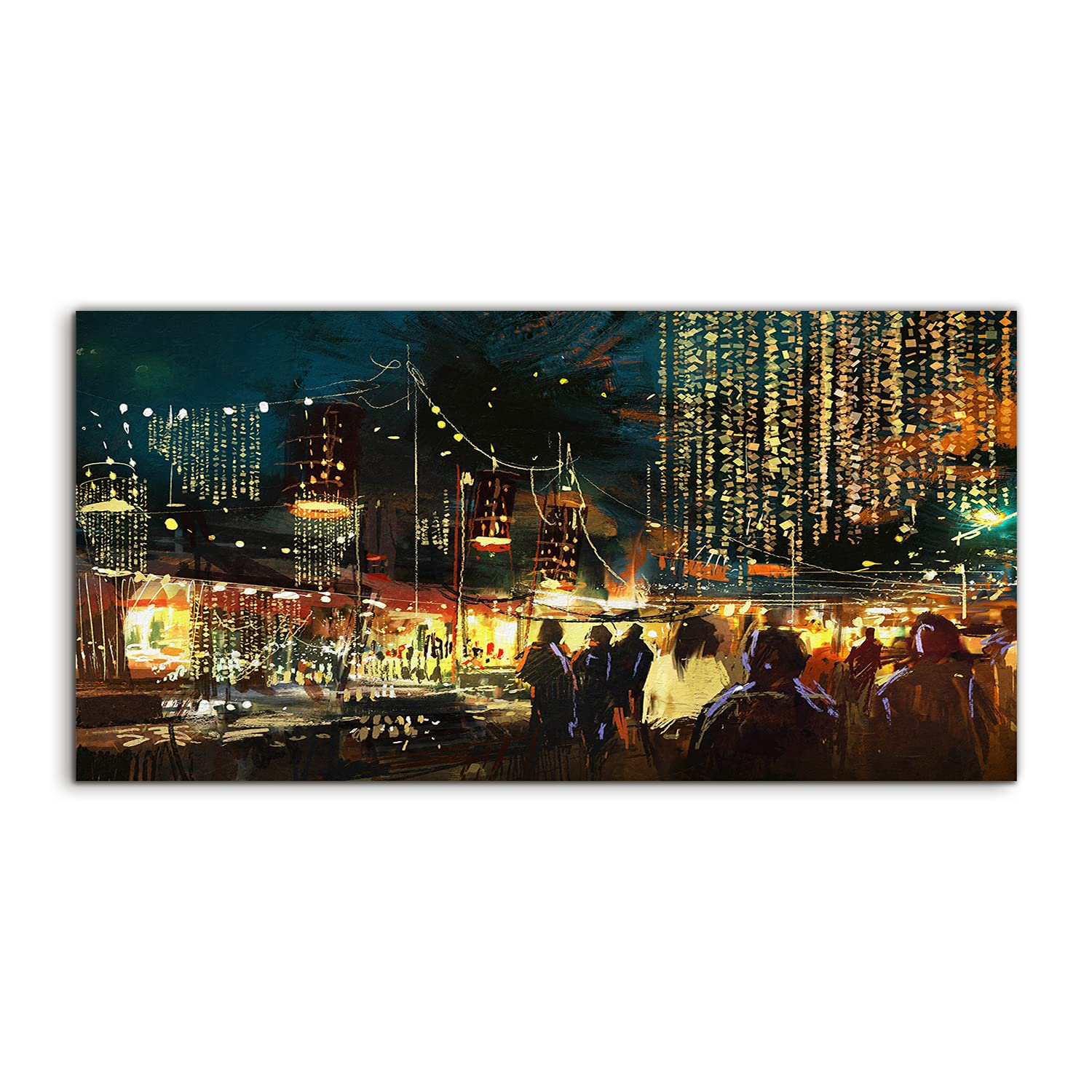 Image sur verre 140x70cm tableau mural salon City night light - 8