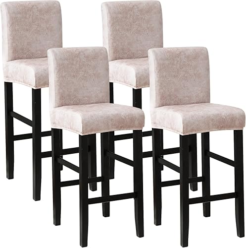 Miniatura 12 de FORCHEER - Juego de 2 fundas para taburete de bar con respaldos, aspecto de cuero, para taburetes de bar de respaldo corto, extraíbles y lavables (2