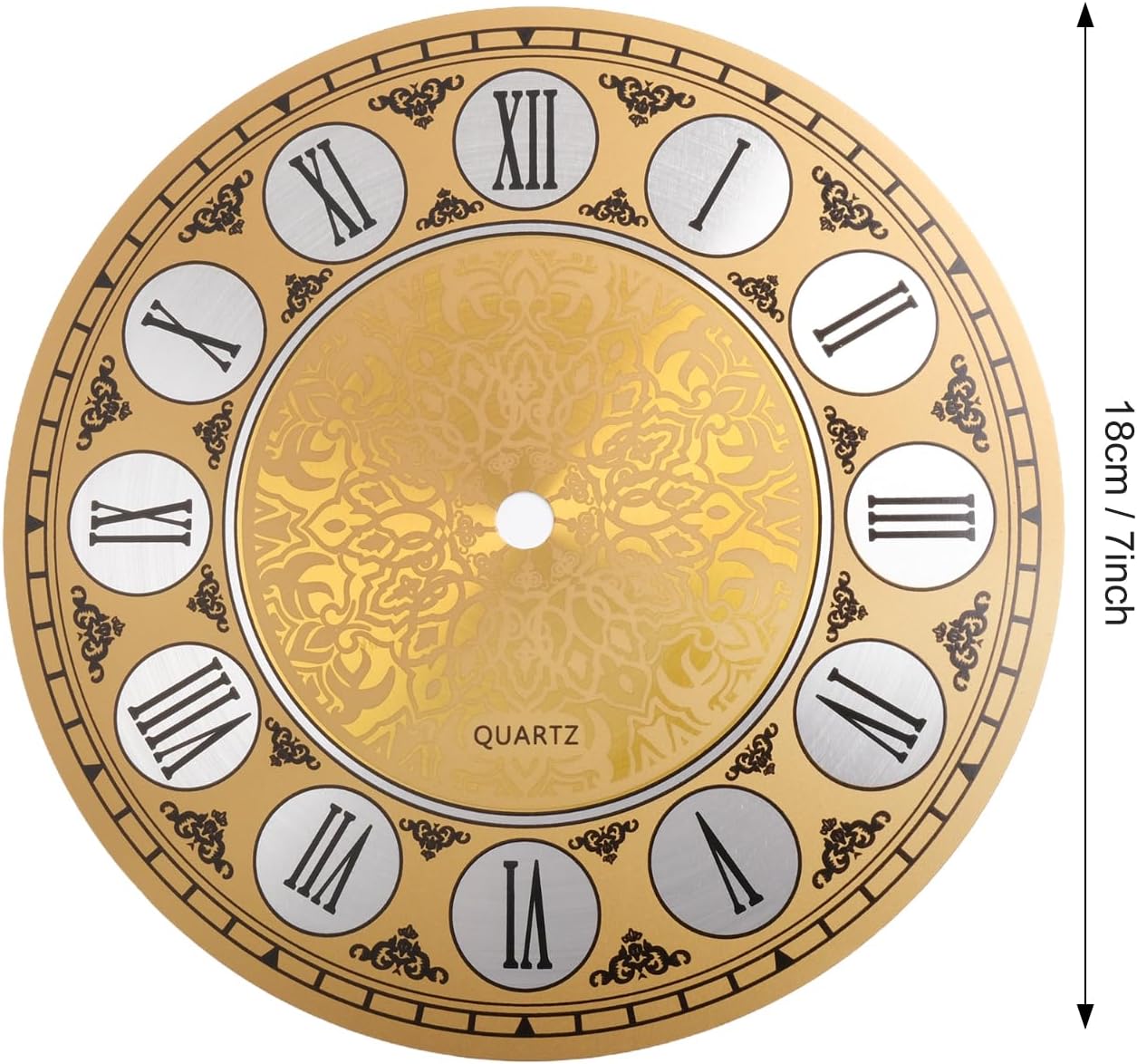 Wall Clock Dial Face, 7 Inch Diameter Vintage Aluminium Wall Clock Dial Face Roman Numeral Clock Face for Home Decor image 4