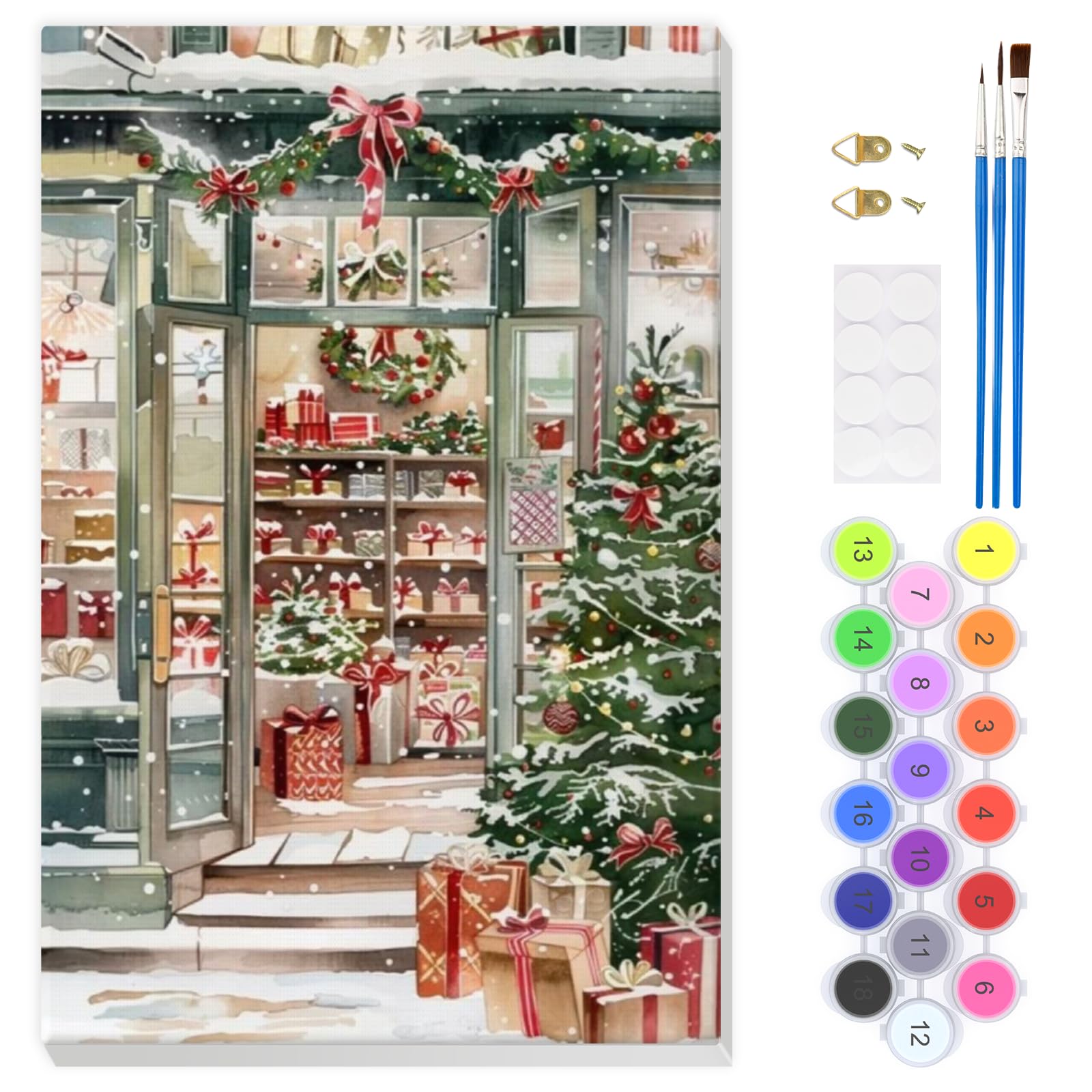 EOBROMD Coffee Shop Paint by Numbers for Adults Beginner with Frame, Christmas Paint by Numbers Kits, Painting by Numbers Canvas, DIY Acrylic Painting Kit Art and Crafts for Home Wall Decor 8x12inch — image 1