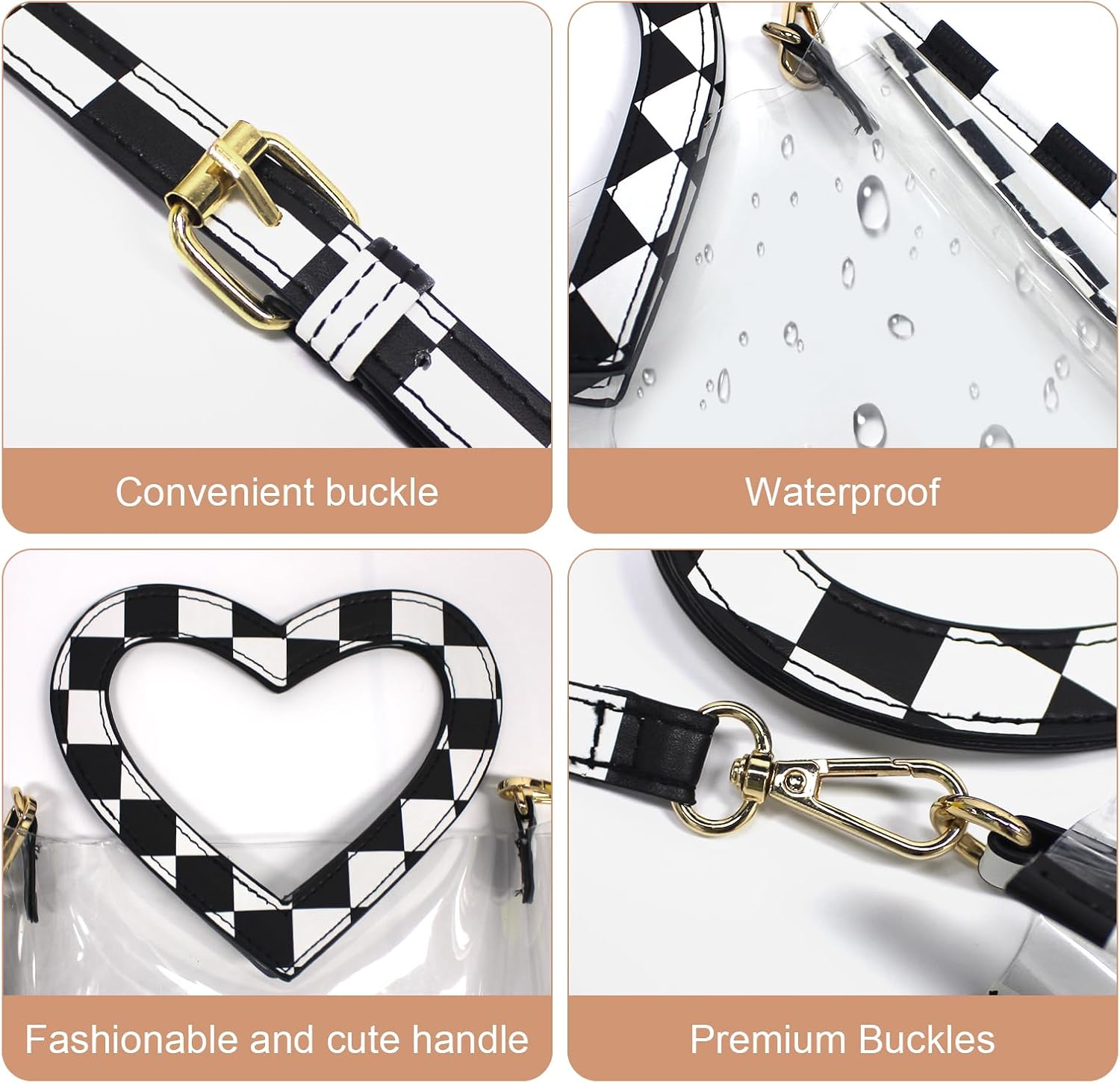 Clear Bag for Stadium Events, Clear Tote Bags for Women, Stadium Purses for Concerts Sports Fans
