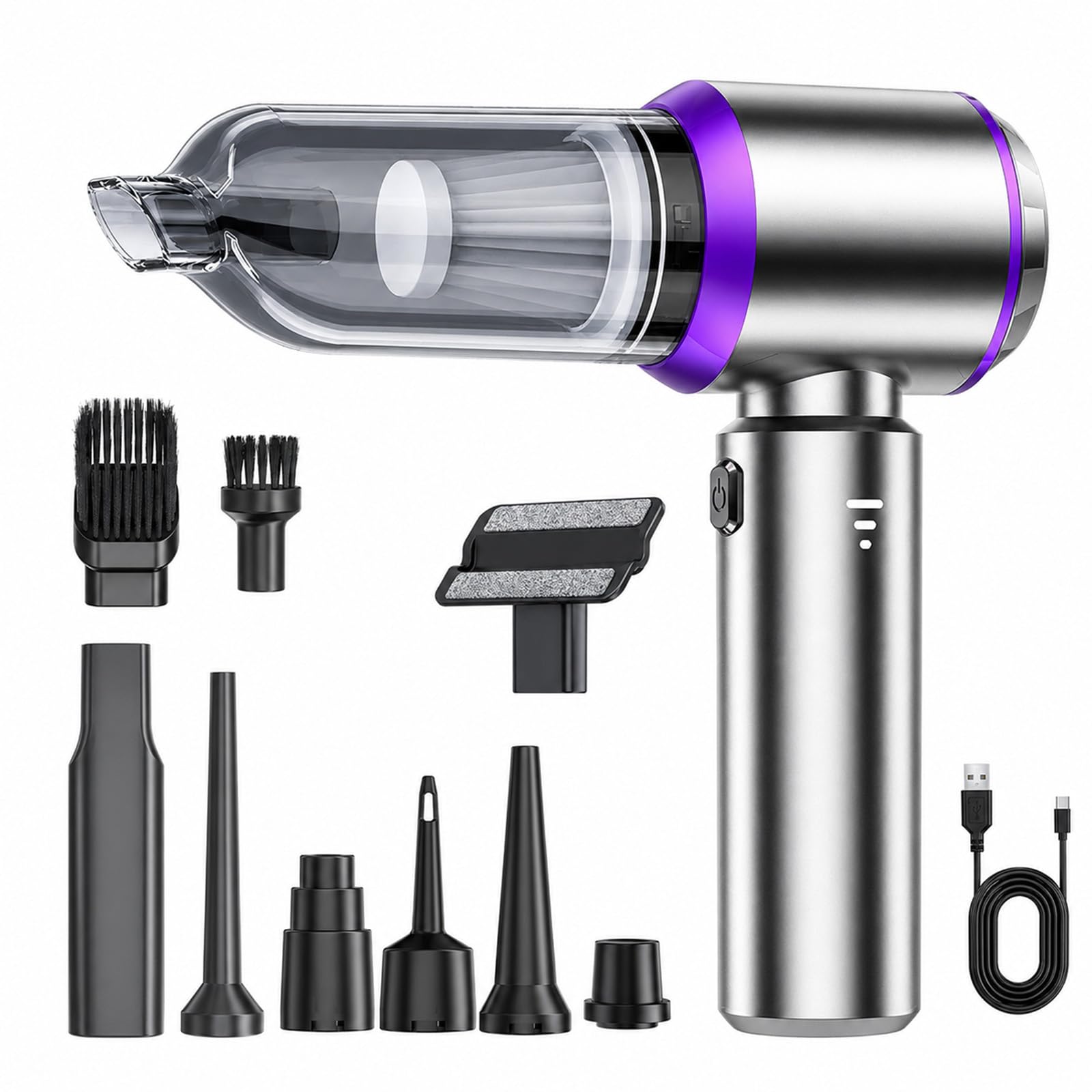 Car Vacuum Cleaner with Air Blower, GT40 Pro Cordless Portable Vacuum & Compressed Air Duster, 12000Pa Brushless Motor with HEPA Filter, Rechargeable Mini Cleaner for Car Interior, Pet Hair (B2)